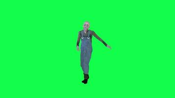 dessin animé homme Pause dansant de face angle isolé vert écran video