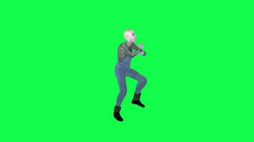 3d kaal verslaafde Mens dansen Gangnam stijl links hoek groen scherm video