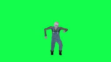 chauve homme poulet dansant de face angle isolé vert écran video