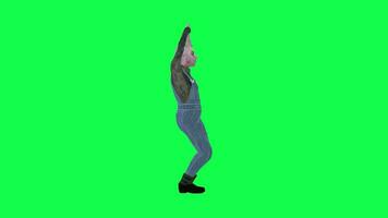 Cartoon man booty hip hop dance left angle isolated green screen video