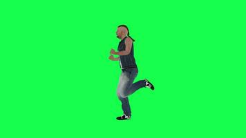 3d man in jeans running green screen right angle video