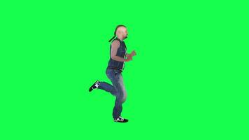 3d man in jeans running green screen left angle video