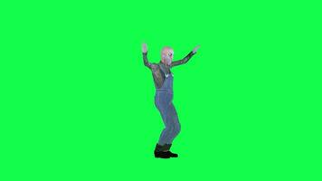 Cancer worker man dancing hip hop front angle green screen video