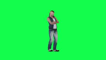 Long haired man waiting angrily chroma key green screen left angle video