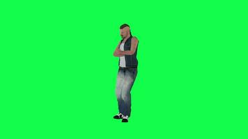 Long haired man waiting angrily chroma key green screen right corner video