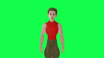 Bodybuilder boy talking front angle isolated green screen video