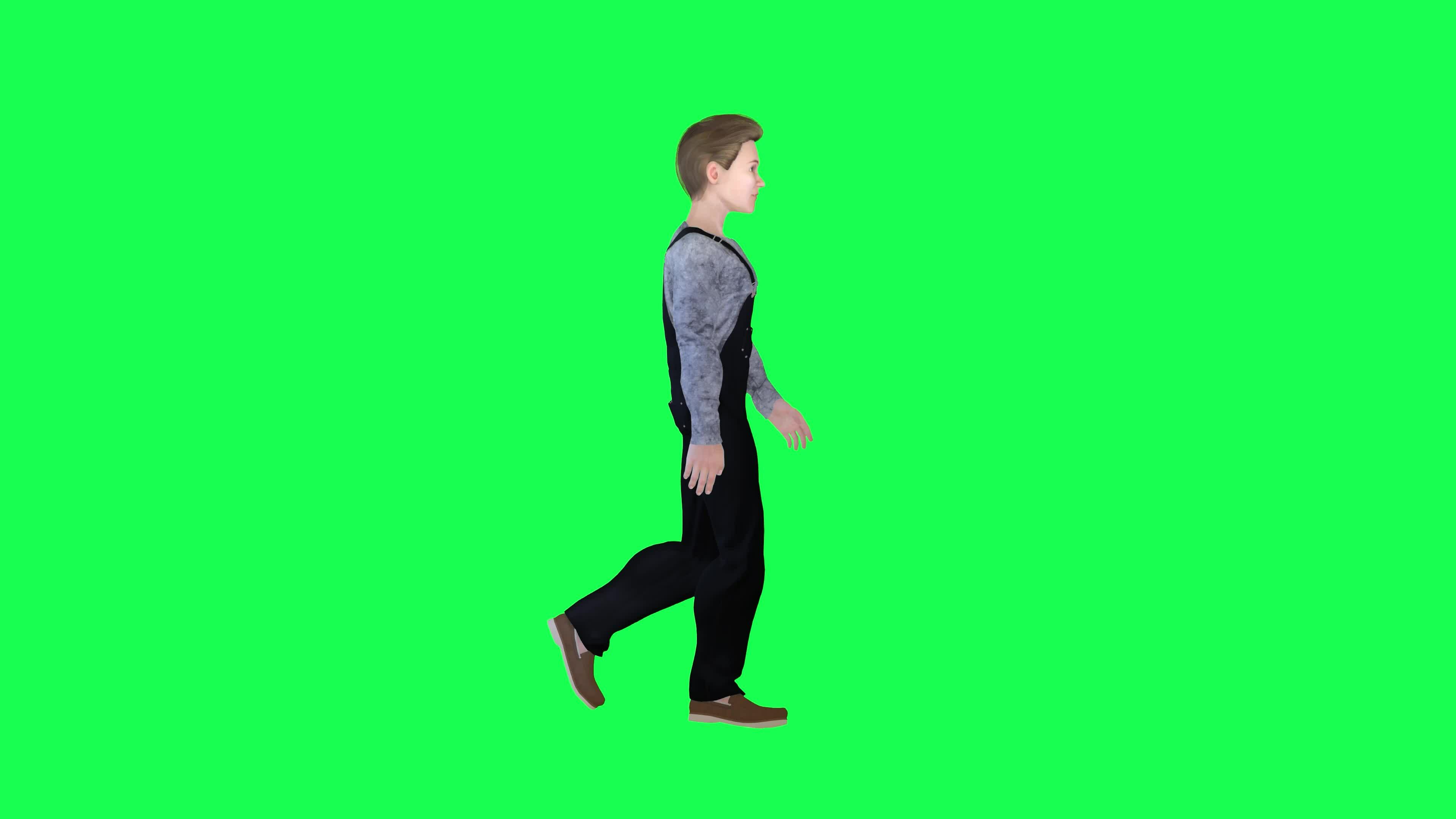 Worker boy walking isolated left angle green screen 36625648 Stock