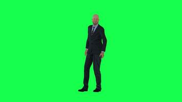 hombre en formal vestir esperando frente ángulo aislado verde pantalla video