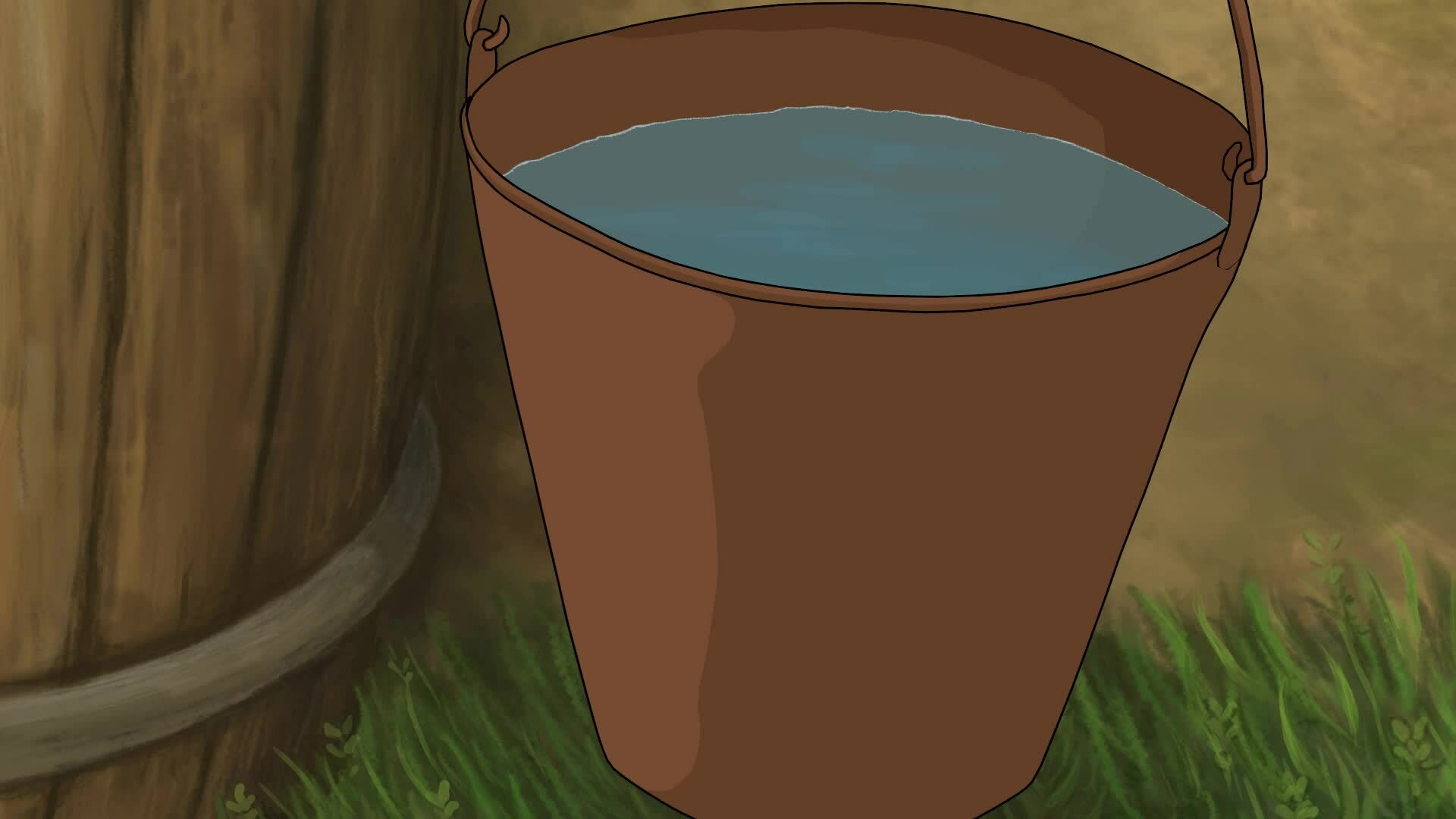 Lifting a bucket full of water next to the wall 2D Animation 36625721