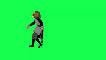 3d animated lion breakdancing isolated front angle green screen video