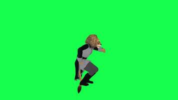 3d triumphant lion in gray black outfit dancing happy chroma key isolated left video