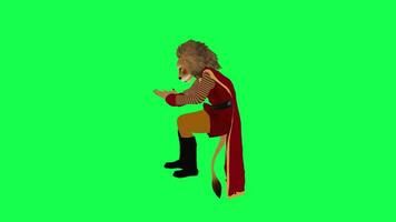 3d animated lion king writing letter isolated right angle green screen video