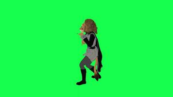 3d lion in gray black outfit rapping from right angle isolated on green screen video