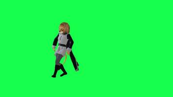 Hero lion in gray black outfit dancing hip hop chroma key isolated front angle video