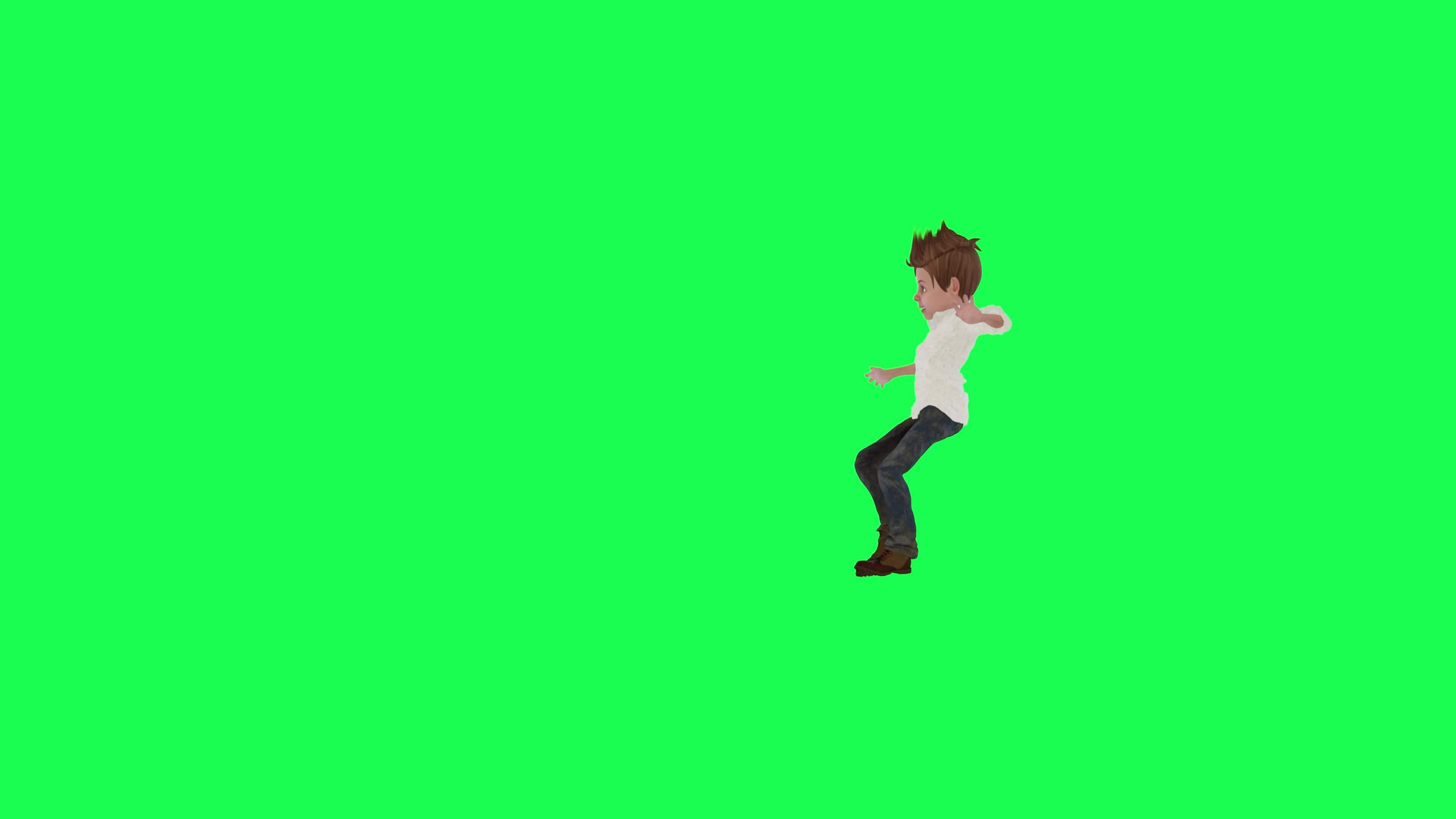 Falling moment of young boy right angle green screen chroma key
