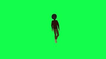 3d indian boy in brown clothes cat walking left angle green screen video