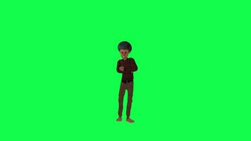 Green screen indian boy in brown clothes waiting angrily front angle video