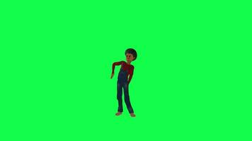 Green screen 3d boy wave dancing isolated chroma key right angle video