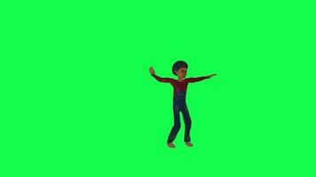 3d indio chico bailando samba verde pantalla frente ángulo video