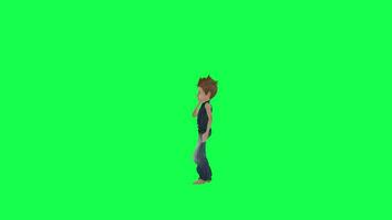 Green screen boy makes a phone call right angle chroma key isolated video
