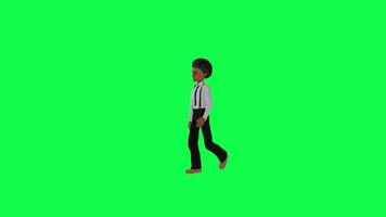 Green screen indian boy in formal dresses walking right angle chroma key video