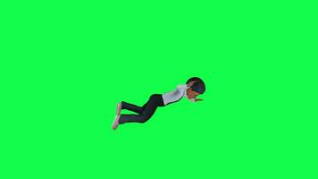 Animated indian boy falling from the height, left angle green screen video