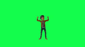 The moment of victory half-breed boy front angle green screen video