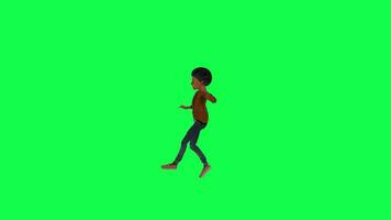 verde tela 3d jovem Garoto flutuando certo ângulo croma chave video