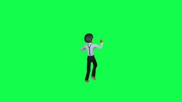 Chroma key half-breed boy dancing in the party isolated left angle green screen video