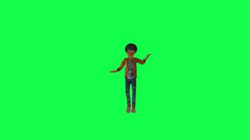 Green screen half-breed boy falling down chroma key front angle video