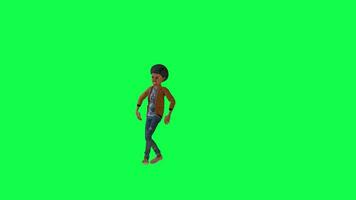 Green screen half-breed boy break dancing isolated chroma key front angle video