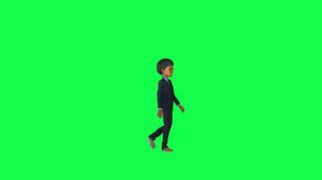 3d indian boy in formal suit walking isolated chroma key right angle video