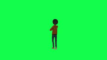 Half-breed boy singing on stage, right angle green screen chroma key video