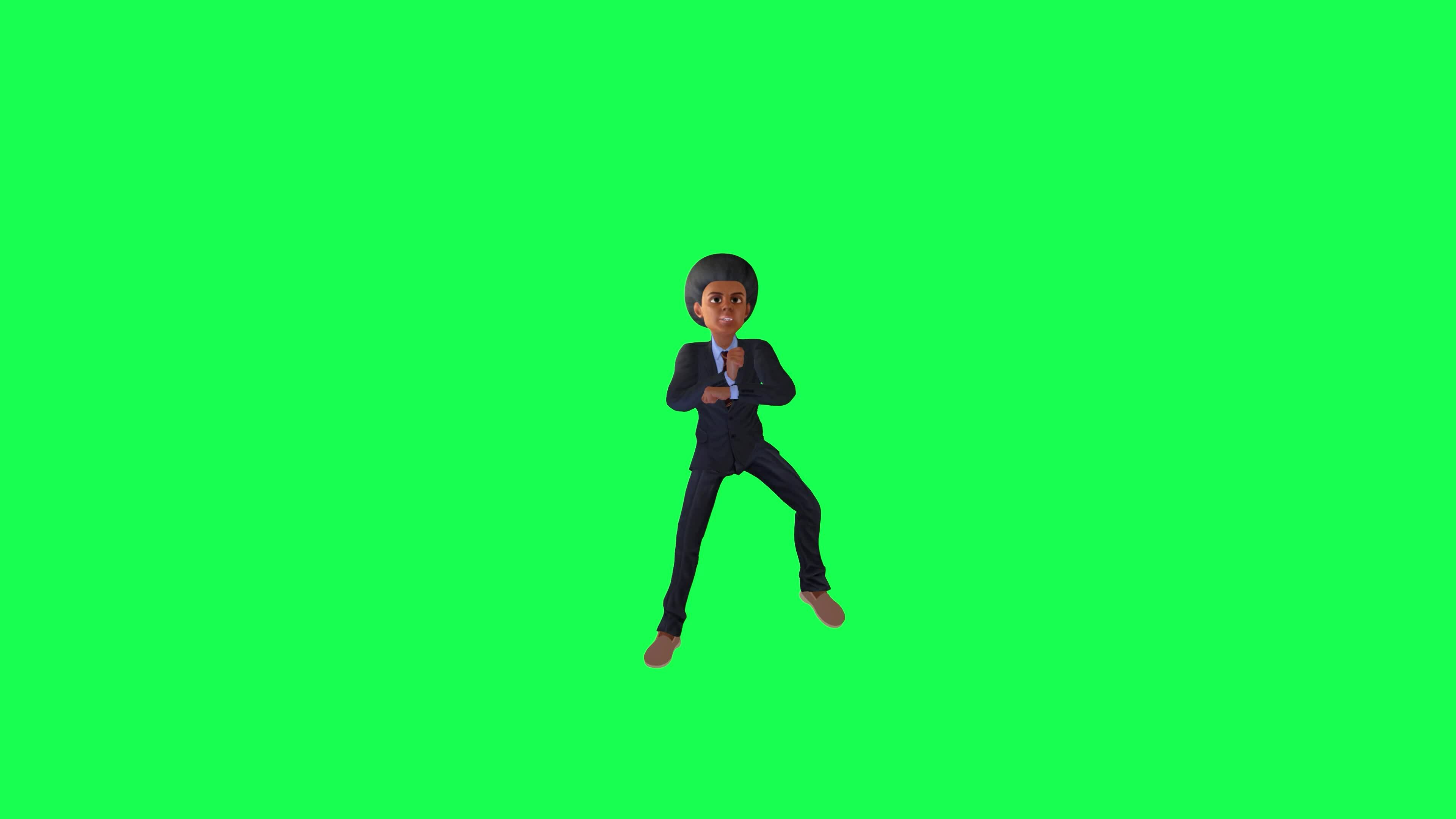 Green screen suit boy dancing Gangnam style, front angle chroma key