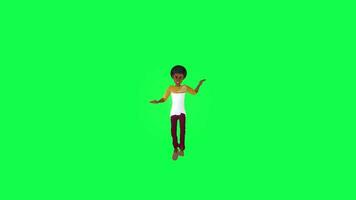 Free falling black skin boy isolated chroma key green screen front angle video
