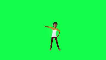 3d black skin boy hip-hop dancing, front angle green screen video