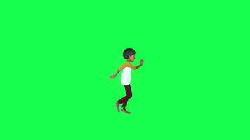 vert écran américain garçon dansant content chrominance clé, la gauche angle video