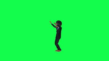 Green screen suit boy dancing hip-hop right angle chroma key video