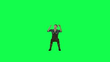 3d farmer man clapping for his boy in match green screen video