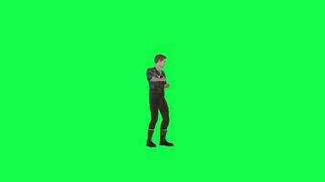 3d young farmer smoking left angle green screen video