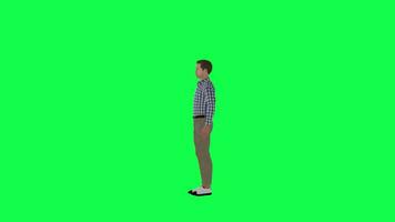 3d cartoon man talking isolated right angle green screen video