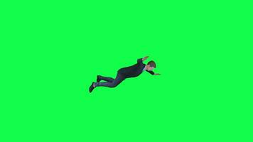 3d busyness man falling from the height left angle chroma key green screen video