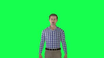 3d cartoon man talking isolated front angle green screen video