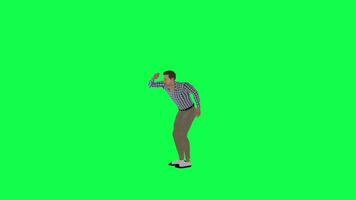 3d cartoon man looking around right angle green screen video