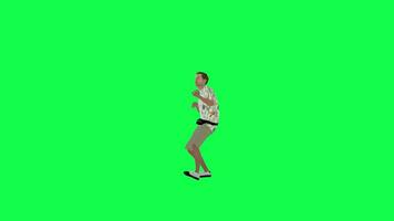 3d Hawaiian tourist guy playing guitar right angle chroma key video