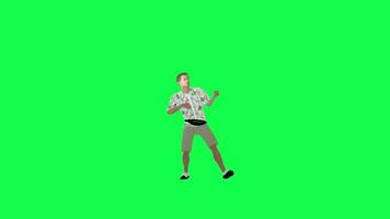 3d Hawaiian tourist guy playing guitar front angle chroma key video