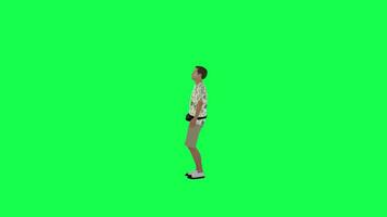 3d Angry tourist man yelling isolated right angle chroma key video