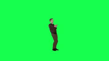 3d musulmán hombre Orando aislado izquierda ángulo croma llave verde pantalla video
