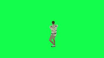 3d animated tourist man dancing right angle chroma key video