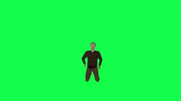 3d dibujos animados cristiano hombre Orando aislado frente ángulo croma llave verde pantalla video